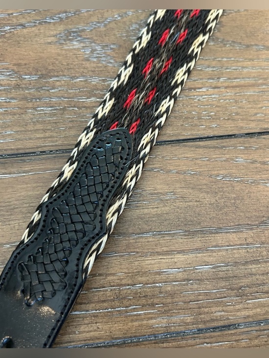 Western Hand Braided Horse Hair and Leather Belt w/ Silver Buckle Size 32 main image 10